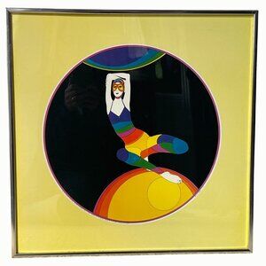 John Luke Eastman Framed Woman in Goggles Print Mod Rainbow 1974 Art